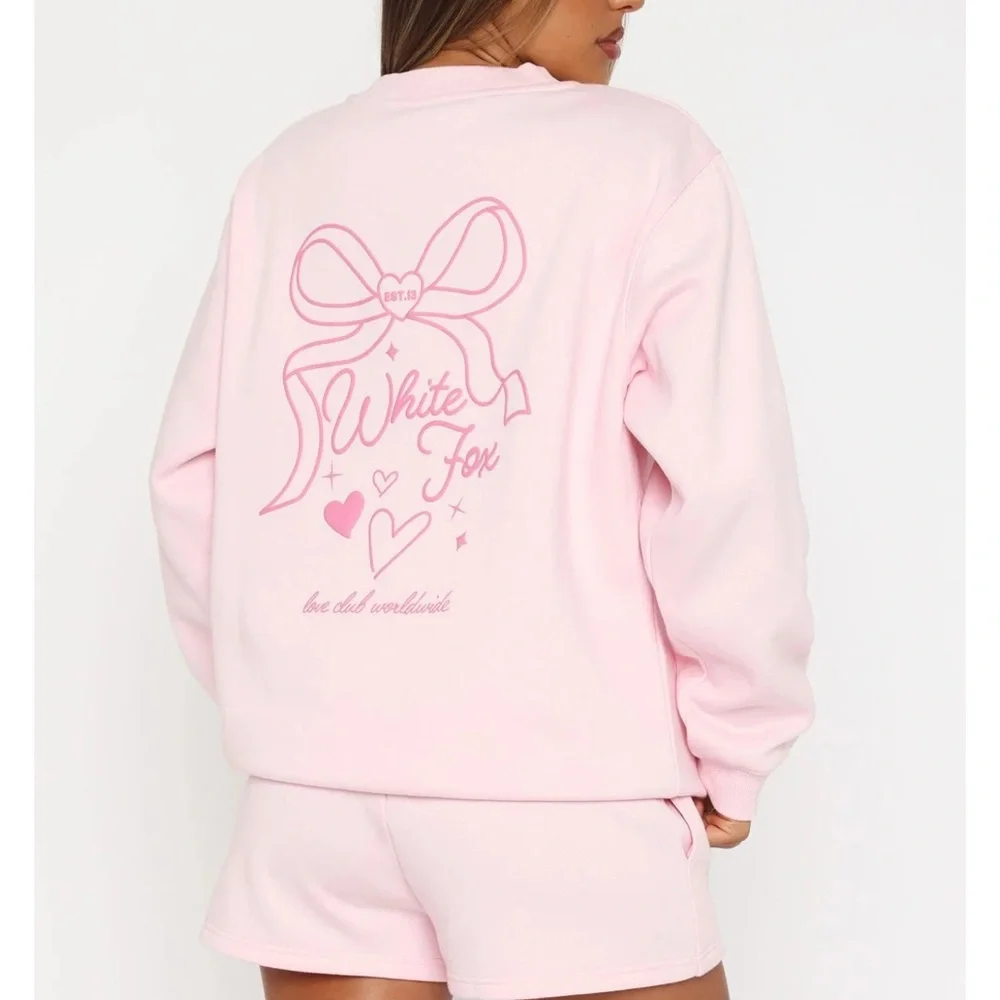 White Fox Pink Sweatshirt , Love you forever! - Picture 3 of 7
